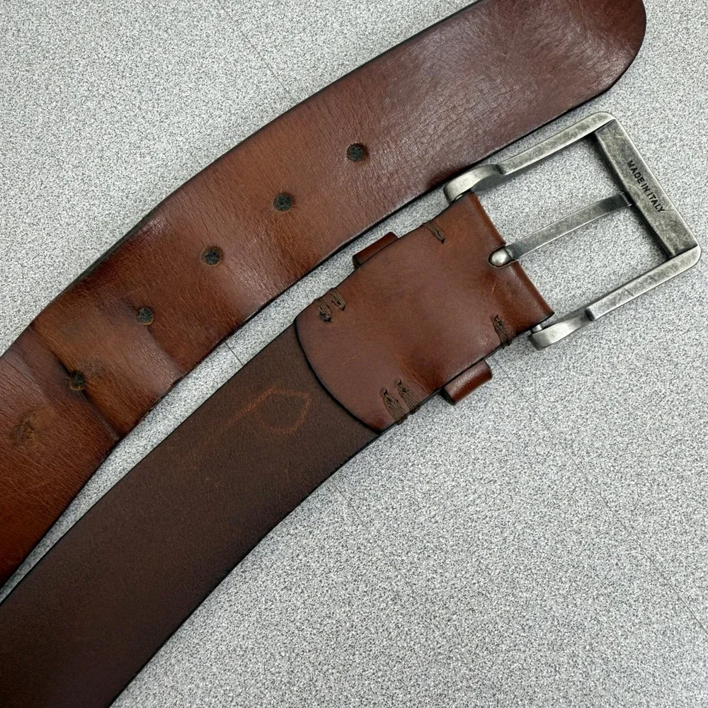 W. Kleinberg Belt Mens 40 Brown Leather Made in Italy Classic Distressed 1.5